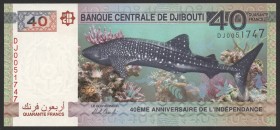 Djibouti 40 Francs 2017 Commemorative
P# 46; № DJ 0051747; UNC; "Whale Shark"