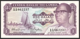 Gambia 1 Dalasi 1971 -1987
P# 4; № AA 862237; UNC; "D. Kalraba Jawara"