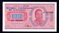 Katanga 50 Francs 1960
P# 7a; 10.11.60. AU-UNC. Rare. 400$ in Pick!!!