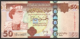 Libya 50 Dinars 2008
P# 75; UNC; "Muammar Qaddafi"