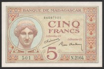 Madagascar 5 Francs 1937
P# 35; UNC; RARE!