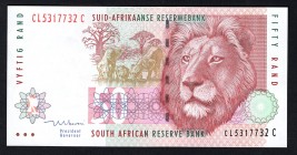 South Africa 50 Rand 1992
P# 125b. Signature 7. Rare. UNC. Lion.