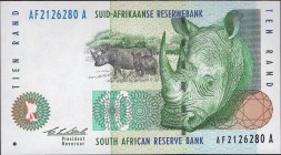 South Africa 10 Rand 1993
P# 123a; № AF 2126280 A; UNC; "Rhino"