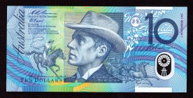 Australia 10 Dollars 1993 RARE with date!
P# 52a. Purple Serial, Date 1 November 1993. Signature B. W. Fraser and E. A. Evans. (1993-94). UNC. Price ...