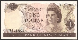 New Zealand 1 Dollar 1971 Replacement RARE!
P# 163d; № Y92 157995*; UNC-; RARE!