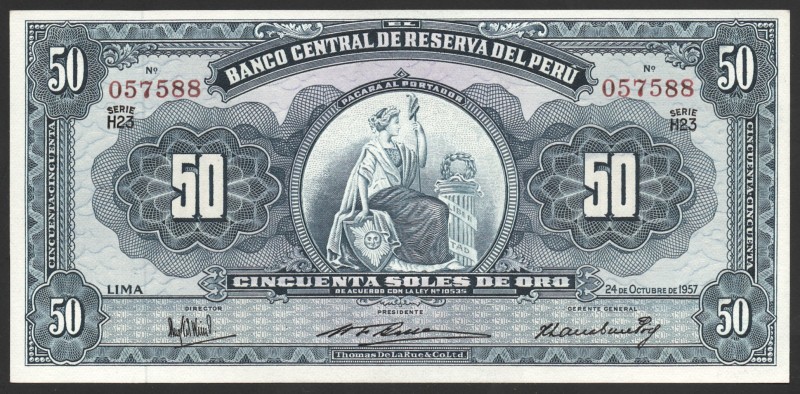 Peru 50 Soles 1957
P# 78a; № 057588; UNC