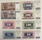 Bosnia and Herzegovina Lot of 9 Banknotes 1992
Different Denominations; AUNC/UNC