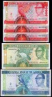 Gambia Lot of 5 Banknotes with Consecutive Numbers 1991 - 1995
5 Dalasis (With Consecutive Numbers) & 10 25 Dalasis 1991-1995
