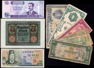 World Lot of 9 Banknotes
Turkey, Iraq, Korea & Germany; Dates & Denominations