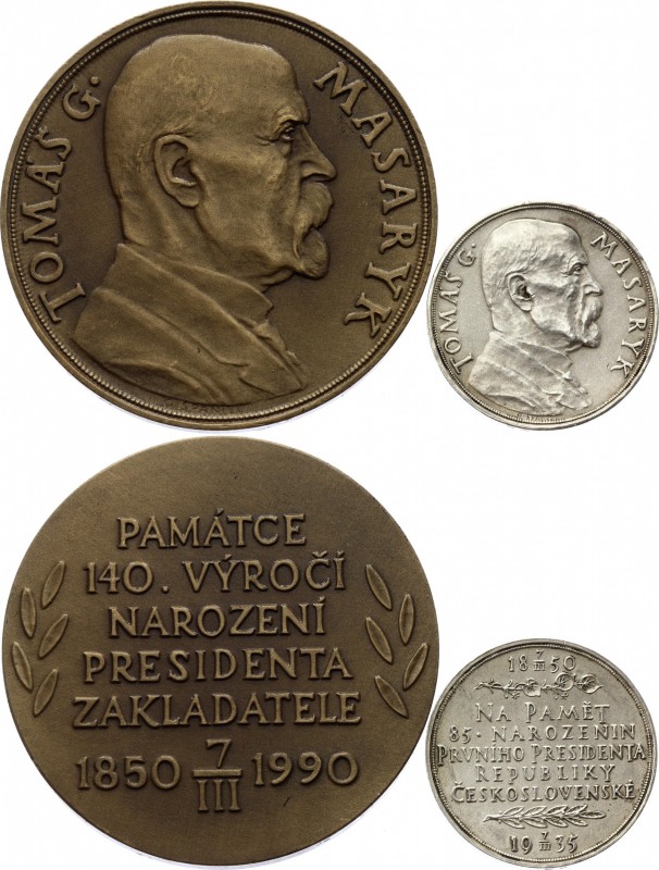 Czechoslovakia Lot of 2 T. G. Masaryk Medals 1935 - 1968
"T. G. Masaryk. In mem...