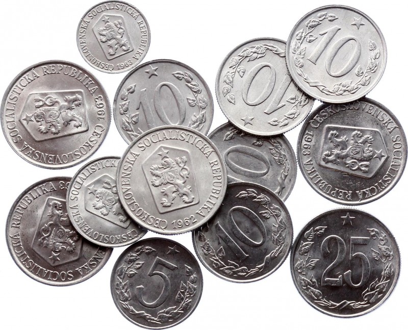 Czechoslovakia Lot of 13 Coins 1962 - 1967
1 5 10 25 Haleru 1962-1967; UNC