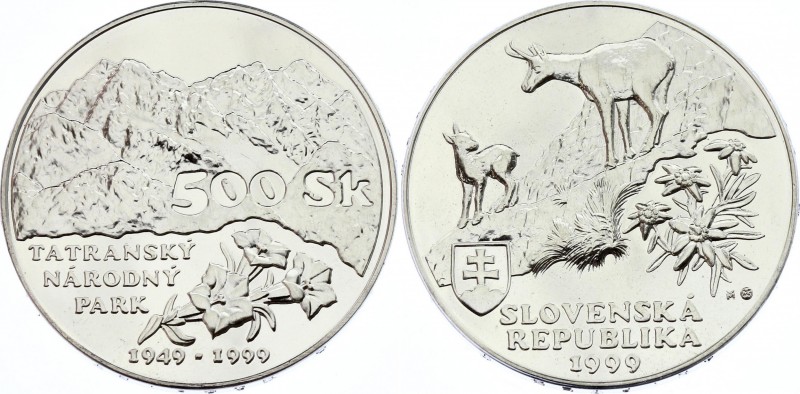 Slovakia 500 Korun 1999
KM# 47; Silver; Tatransky Park. Prooflike.