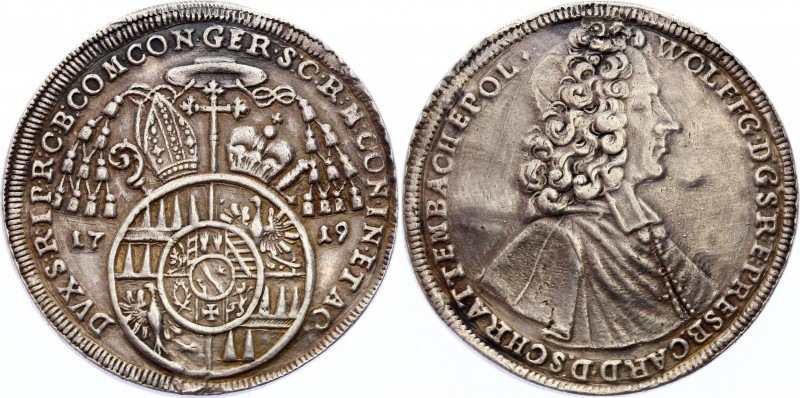 Bohemia Olmutz 1 Thaler 1719
KM# 414; Silver; Wolfgang von Schrattenbach