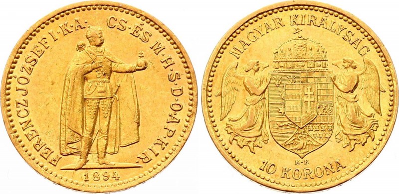 Hungary 10 Korona 1894 KB
KM# 485; Franz Joseph I; Gold (.900), 3.39 g. AUNC.