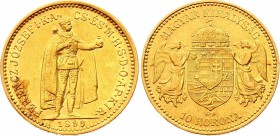 Hungary 10 Korona 1899 KB
KM# 485; Franz Joseph I; Gold (.900), 3.39 g. AUNC.