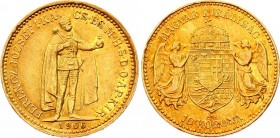 Hungary 10 Korona 1906 KB
KM# 485; Franz Joseph I; Gold (.900), 3.39 g. AUNC.