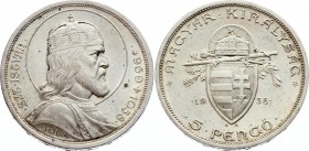 Hungary 5 Pengo 1938 KB
KM# 516; Silver; XF+