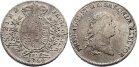 German States Saxony 2/3 Thaler 1764 IFOF
KM# 974; Silver; Friedrich August III