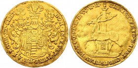 German States Stolberg 2 Dukat 1725
Fr. 3324; Christof Friedrich von Stolberg-Stolberg und Jost Christian von Stolberg-Rossla, 1704-1738. Gold, 6.90g...