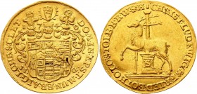 German States Stolberg-Rossla Dukat 1740 IIG
Fr. 3336; Christoph Ludwig II. und Friedrich Botho, 1739-1761. Gold, XF, remains of mint luster. Rare co...