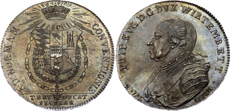 German States Wurttemberg Konventionstaler 1795
Dav. 2873, Kahnt 460.1. For 300...