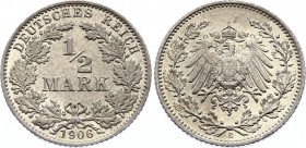 Germany - Empire 1/2 Mark 1906 E
J. 16; UNC, mint luster. Rare in this grade.