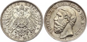 Germany - Empire Baden 2 Mark 1892 G
KM# 269; Silver; Friedrich I