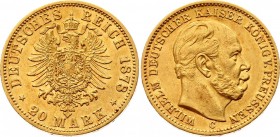 Germany - Empire Prussia 20 Mark 1878 C Rare
KM# 505; Gold (.900) 7,97g.; Wilhelm I; Obv: Head right Obv. Legend: WILHELM DEUTSCHER KAISER KONIG V. P...
