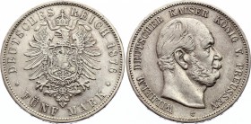 Germany - Empire Prussia 5 Mark 1876 C
KM# 503; Silver; Wilhelm I