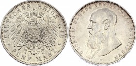 Germany - Empire Sachsen Meiningen 5 Mark 1908 D Short Beard
Jaeger# 153b; Silver, Mintage 60000; XF+; Deutsches Kaiserreich Saxe-Meiningen 5 Mark 19...