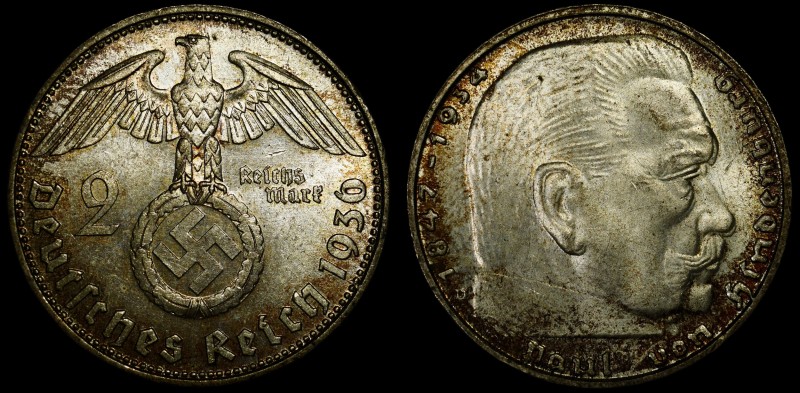 Germany - Third Reich 2 Mark 1936 D
KM# 93; Mintage 840.000; Mint Munich; UNC/B...