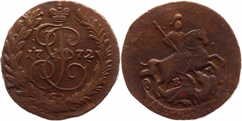 Russia 2 Kopeks 1772 ЕМ
Bit# 674; 0,75 Rouble by Petrov; Copper 20,05 g.; Yekat...