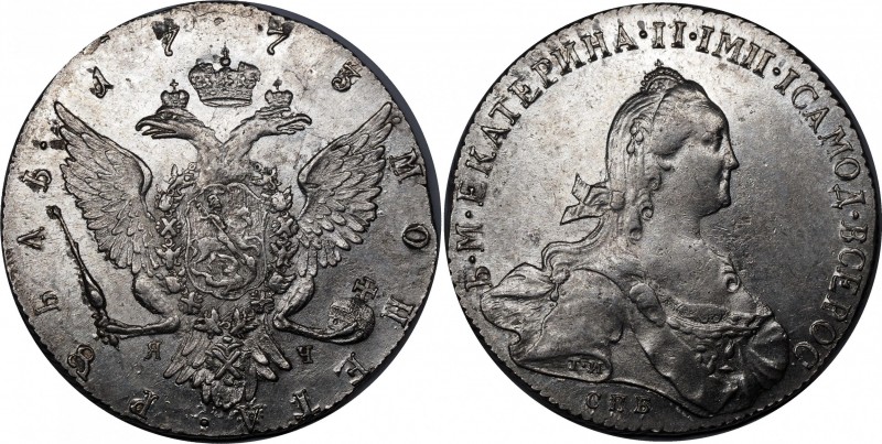 Russia 1 Rouble 1773 СПБ TI ЯЧ
Bit# 216; 2,5 Roubles by Petrov; Silver, AU-UNC,...