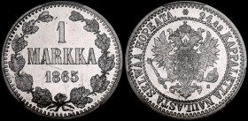 Russia - Finland 1 Markaa 1865 S PCGS MS 64 PL Top Grade
Bit# 625; Silver; Mirror Fields; Unique Coin of this Year, Encapsulated among PCGS and NGC i...