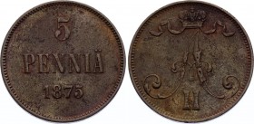 Russia - Finland 5 Pennia 1875
Bit# 663; Conros 488/7; Copper