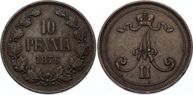Russia - Finland 10 Pennia 1876
Bit# 656; Conros 487/5; Copper