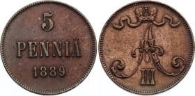 Russia - Finland 5 Pennia 1889
Bit# 247; Conros 488/9; Copper