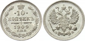 Russia 10 Kopeks 1909 СПБ ЭБ
Bit# 161; Silver 1.80g; BUNC with Full Mint Luster