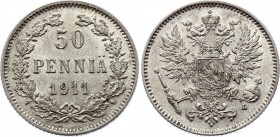 Russia - Finland 50 Pennia 1911 L
Bit# 404; Silver 2,5g; UNC