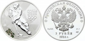Russia 3 Roubles 2014
Y# 1296; Silver; Proof; 2014 Winter Olympics Sochi – Winter Olympics Sochi 2014