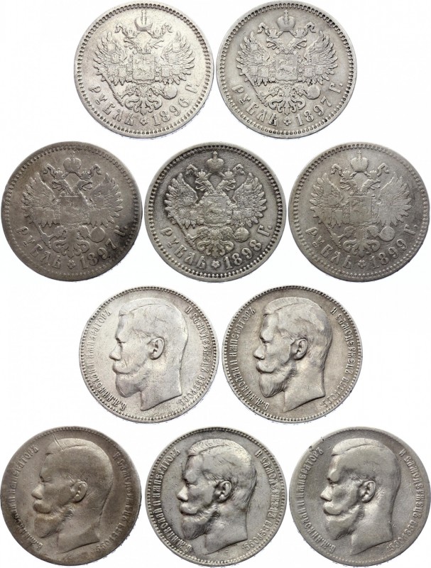 Russia 1 Rouble 1896 - 1899
Year type collection of Nicholas II Roubles. 1896 А...