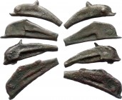 Ancient World Ancient Greece Olbia, AE Dolphins 500 - 300 B.C.
Olbia. 500-300 BC. Æ 1/10 Obol. Cast Dolphin. Lot of four pieces.