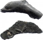 Ancient World Ancient Greece Olbia in shape of dolphin Skythia 400 - 350 BC With Letters
Cast Bronze 1.33g 23x7mm