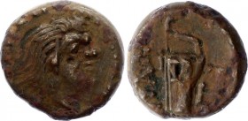 Ancient World Ancient Greece - Pantikapaion - AE 314 - 310 B.C.
Obv. Head of young Satyr right. Rev. Bowcase. PAN left. TI right. Anokhin (1986) #113...
