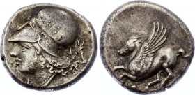 Ancient World Ancient Greece Peloponnese Corinth AR Stater 375 - 300 B.C.
Silver 8.40g 21mm; BCD:125; Ϙ Pegasus flying left / Head of Athena to left,...