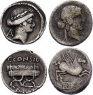 Ancient World Roman Empire Lot of Two Republic Denarius 150 - 100 B.C.
Roman Republic, lot of two denarius.