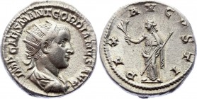 Ancient World Roman Empire Gordian III AR Antoninianus Rome Mint 239 A.D.
Silver 4.59g 21mm; RIC# 3; Obv: IMP C M ANT GORDIANVS AVG, bust radiate, dr...
