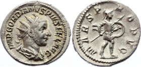 Ancient World Roman Empire Gordian III AR Antoninianus Rome Mint 243 - 244 A.D.
Silver 3.11g 22mm; RIC IV-3 145; Obv: IMP GORDIANVS PIVS FEL AVG. Rad...