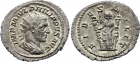 Ancient World Roman Empire Philip I Antoninianus Rome Mint 244 - 245 A.D.
Silver 4.16g 22x25mm; Obv: IMP M IVL PHILIPPVS AVG - Radiate, draped bust r...