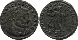 Ancient World Roman Empire Licinius AE 308 - 324 A.D.
AE3 Obv: IMPLICLICINIVSPFAVG - Laureate, draped and cuirassed bust right. Rev: IOVICONSERVATORI...